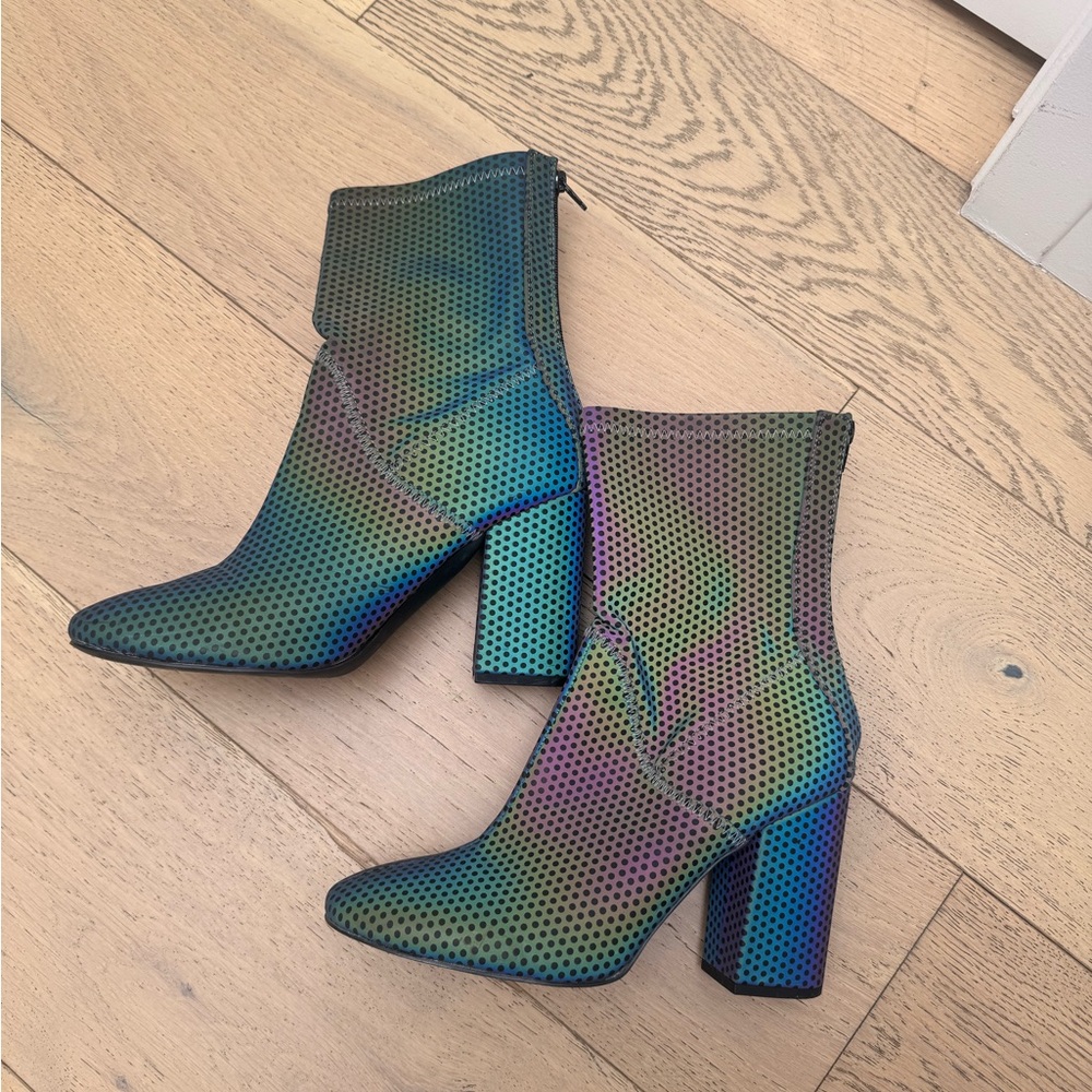 Blue and Green Reflective Y.R.U. Boots